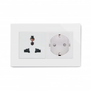 Crystal PG Double Multi /16A Schuko Socket White